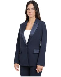 ViCOLO - Jassen ,Blauw ,Polyester Blauwe Single-Breasted Jas Elegante Klassieke Stijl - Lyst