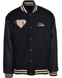 Iuter - Jassen ,Zwart ,Polyester Gewatteerd College Jack Met Drukknoopsluiting - Lyst