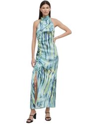 Gestuz - Kleedjes ,Blauw ,Maxi Jurk Met Wijde Rok - Lyst
