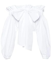 Patou - Weiße baumwoll-poplin crop top,blouses - Lyst