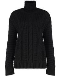 Moncler - Kabelgestrickter Virgin-Wool Rollkragenpullover - Lyst