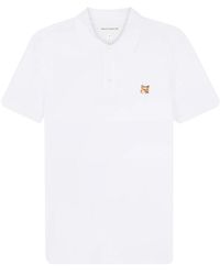 Maison Kitsuné - Witte T-Shirts En Polos Met Logo Patch - Lyst