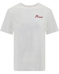 Marni - Tops ,Wit ,Katoen Klassiek Katoenen T-Shirt Met Ronde Hals - Lyst