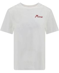 Marni - Tops ,Wit ,Katoen Klassiek Katoenen T-Shirt Met Ronde Hals - Lyst