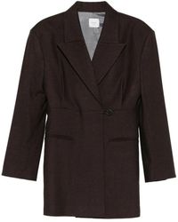 Alysi - Jassen ,Bruin ,Leer Blazer Met Revers - Lyst