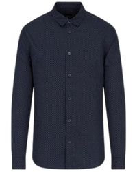 ARMANI EXCHANGE - Overhemden ,Blauw ,Katoen Regular Shirt - Lyst