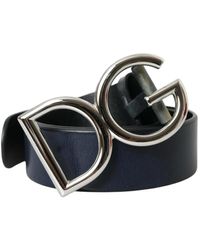 Dolce & Gabbana - Blauer leder-logo-gürtel - Lyst