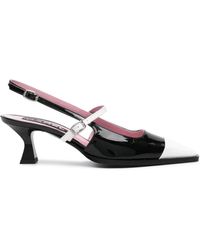 CAREL PARIS - Schwarze weiße lederpumps knöchelriemen - Lyst