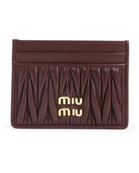 Miu Miu - Bruin Lam Leer Kaarthouder - Lyst