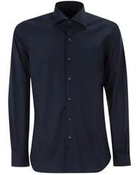 Fay - Overhemden ,Blauw ,Katoen Overhemd Met Regular Fit - Lyst