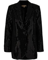 Michael Kors - Jassen ,Zwart ,Pailletten Nauwsluitende Boyfriend Blazer Van Crêpe Met Pinstripe En Pailletten - Lyst