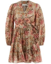 Zimmermann - Kleedjes ,Veelkleurig ,Katoen Daylight Mini Wrap Dress - Lyst