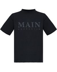 Balenciaga - Tops ,Zwart ,Katoen T-Shirt Met Een Vintage Effect - Lyst