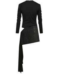 The Attico - Kurzes Schwarzes Asymmetrisches Kleid Mit Reißverschluss - Lyst