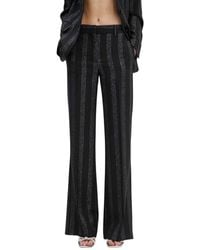 MSGM - Broeken ,Zwart ,Wol Wijde Broek Met Strepen - Lyst