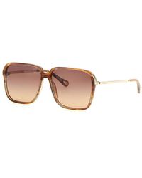 Chloé - Accessoires ,Bruin ,Oversized Square Zonnebril - Lyst