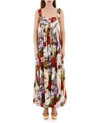 Dolce & Gabbana Floral Print Long Dress - Naturel