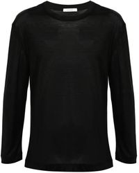 Lemaire - T-shirt a maniche lunghe nera morbida - Lyst