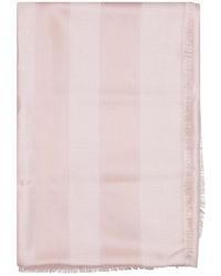 Lanvin - Sciarpa rosa con logo in lana e seta - Lyst