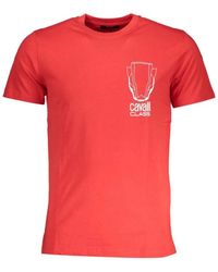 Roberto Cavalli - Tops ,Rood ,Katoen Rode Katoenen T-Shirt Met Logoprint - Lyst