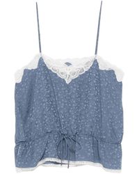 Chloé - Zijden Jacquard & Kanten Camisole Top Met Trekkoord - Lyst