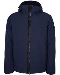 Peuterey - Blauwe Jas Met Capuchon En Winddichte Manchetten - Lyst