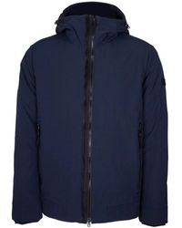 Peuterey - Blauwe Jas Met Capuchon En Winddichte Manchetten - Lyst