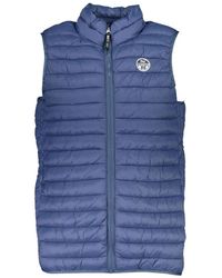 North Sails - Jassen ,Blauw ,Blauwe Mouwloze Vest Met Rits En Zakken - Lyst