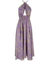 SIMONA CORSELLINI - Langes kleid mit lila mittelknoten - Lyst