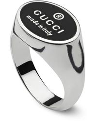 Gucci - Accessoires ,Grijs ,Leer Chevalier Ring - Lyst