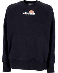 Ellesse - Hoodies & Sweatvesten ,Zwart ,Katoen Zwarte Lichtgewicht Crewneck Sweatshirt - Lyst