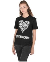Love Moschino - T-shirt aus baumwolle mit logo-detail - Lyst