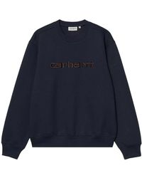 Carhartt - Hoodies & Sweatvesten ,Blauw ,Katoen Blauwe Katoenen Sweatshirt Met Lange Mouwen - Lyst
