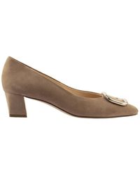 Högl - Klassische Braune Leder Blockabsatz Pumps - Lyst