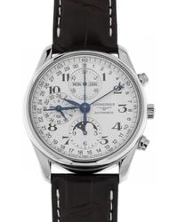 Longines - Accessoires ,Veelkleurig ,Leer Master Collection Chronograph Moonphase - Lyst