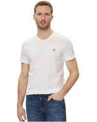 Guess - Tops ,Wit ,Katoen V-Hals T-Shirt - Lyst