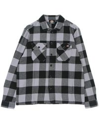 Dickies - Overhemden ,Veelkleurig ,Katoen Lila Grijs Flanellen Overhemd Lange Mouwen - Lyst