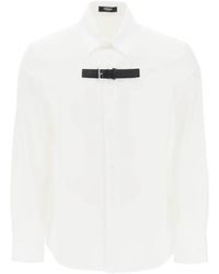 Versace - Camicia con cinturino in pelle e pannelli - Lyst