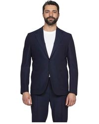Fay - Jassen ,Blauw ,Wol Blazer Met Twee Knopen - Lyst