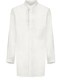 Yohji Yamamoto - Camicia bianca in cotone con colletto alla cinese - Lyst