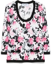 Blugirl Blumarine - Weiße Crew Neck Sweater Mit Schulterpolstern - Lyst