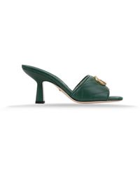 Gucci - Leder Slip-On Sandalen Mit Logodetail - Lyst