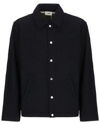 Autry - Jassen ,Blauw ,Wol Blauwe Wollen Blend Jas Met Kraag - Lyst