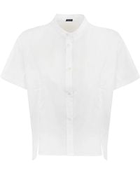 Fay - Camicia bianca in cotone manica corta chiusura con bottoni - Lyst