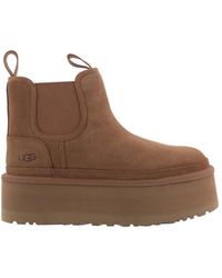 UGG - Schoenen ,Bruin ,Suède Neumel Platform Chelsea Laarzen Chestnut - Lyst