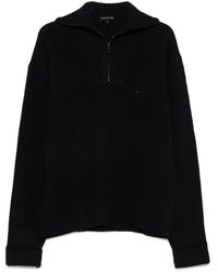 Emporio Armani - Blauwe Zijde & Nylon Trui - Lyst