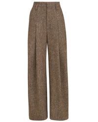 Brunello Cucinelli - Broeken ,Bruin ,Tweed Wijde Broek - Lyst