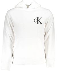 Calvin Klein - Kapuzenpullover weiß langarm baumwolle - Lyst