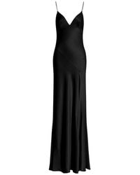 Alberta Ferretti - Kleedjes ,Zwart ,Polyester Lange Slip Dress Met Split Aan De Zijkant - Lyst