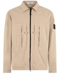 Stone Island - Jassen ,Katoen Comfort-Fit Overshirt Met Rits - Lyst